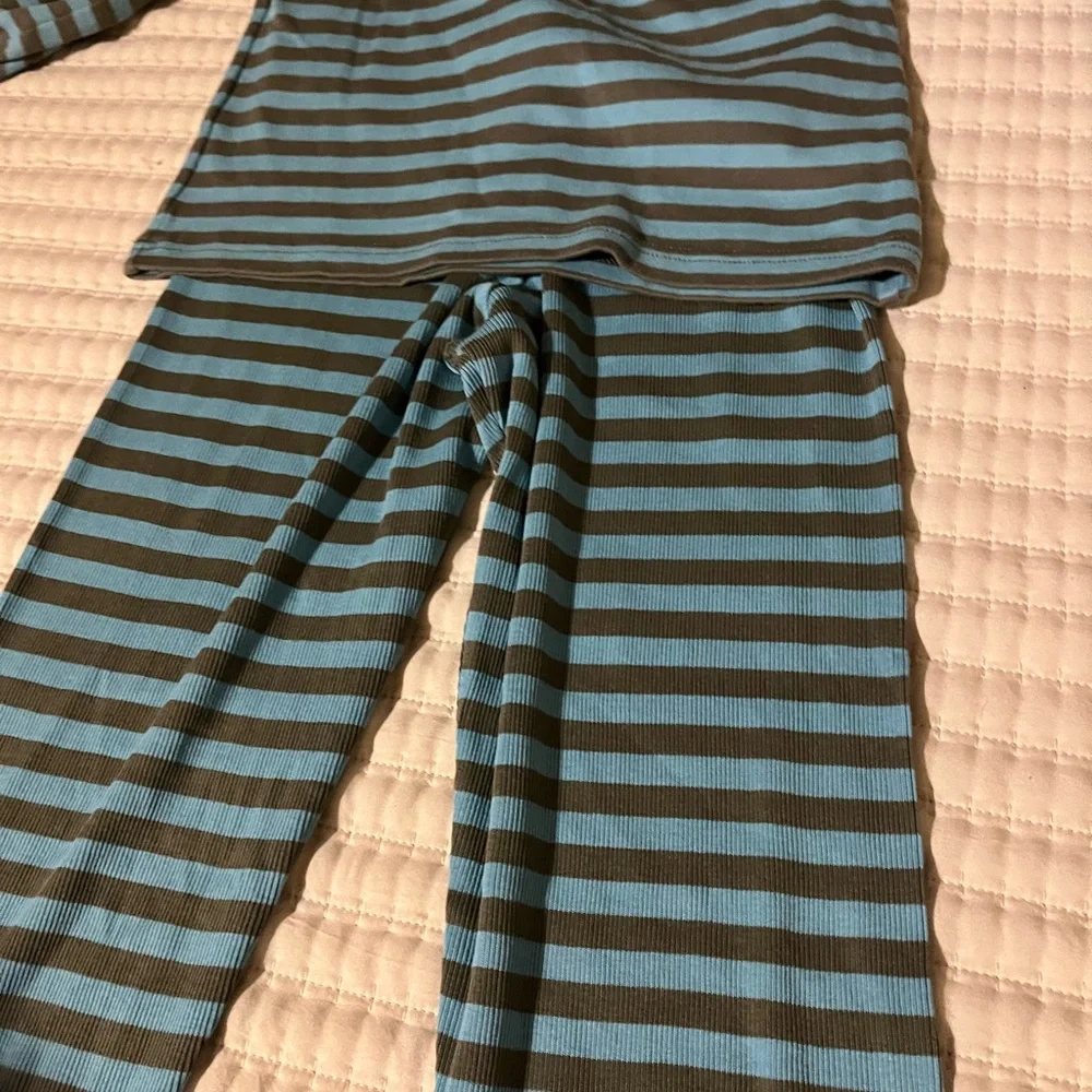 Matilda Jane Teal and Olive Striped Kids set pants new with tag‎